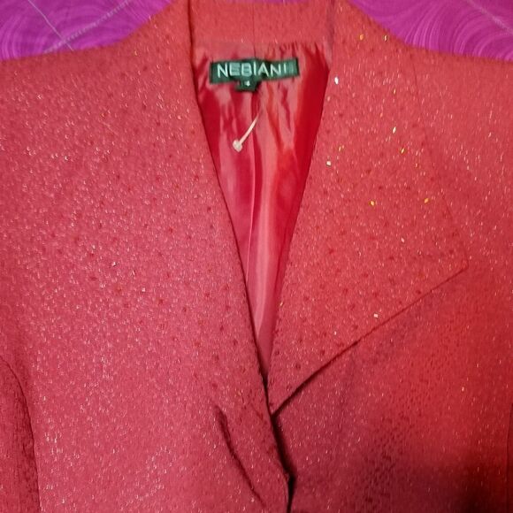 Nebiani red shiny blazer size 14 - Picture 2 of 8